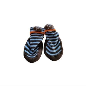 NEW Carter's Super Cozy Blue/Brown Striped Football Slippers - 6-12 Months
